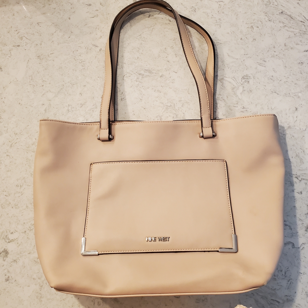 Nine West Cream Tote Bag with Silver Accents